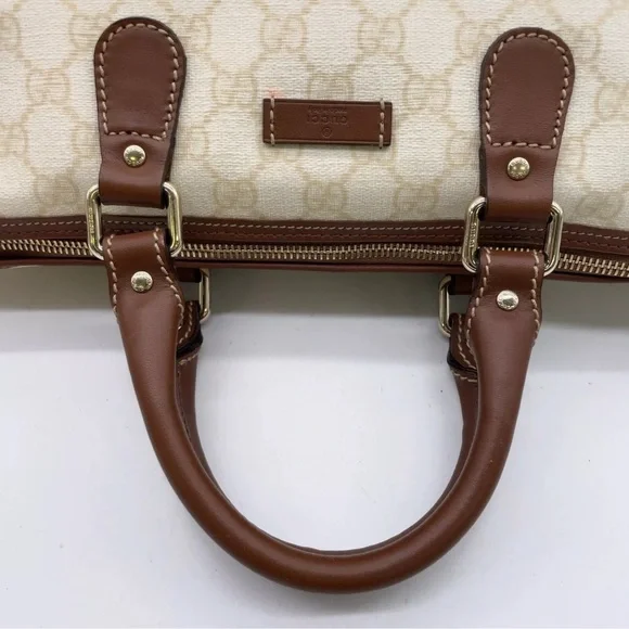 Gucci Cream and Brown Tote Bag with Signature GG Monogram - Picture 7 of 16